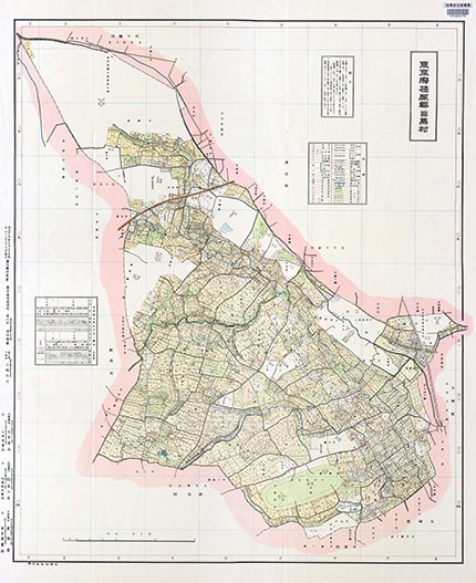 荏原郡目黒村全図（東京市１５区近傍３４町村番地界入　１９）　東京都逓信管理局作成、逓信協会刊行　明治４４（１９１１）年発行　９７×７９ｃｍ　縮尺は五千分の１、書誌番号Ｂ10908331