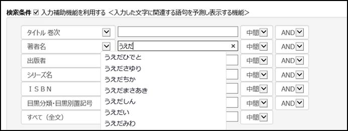 入力補助機能の候補の表示